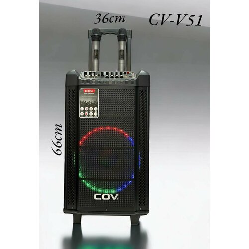Портативная акустическая колонка CV-51 с функцией караоке в комплекте 2 микрофона управление с телефона либо через пульт Bluetooth Aux Usb для подключения к компьютеру Громкое качественное звучание 2300000₽