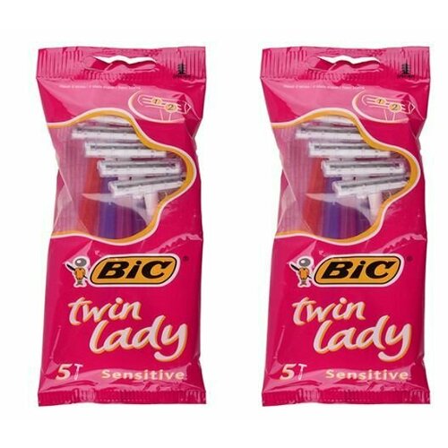 BIC Станок для бритья одноразовый LADY TWIN, 2 лезвия, 5 шт/уп, 2 уп станок для бритья bic twin lady 5 шт