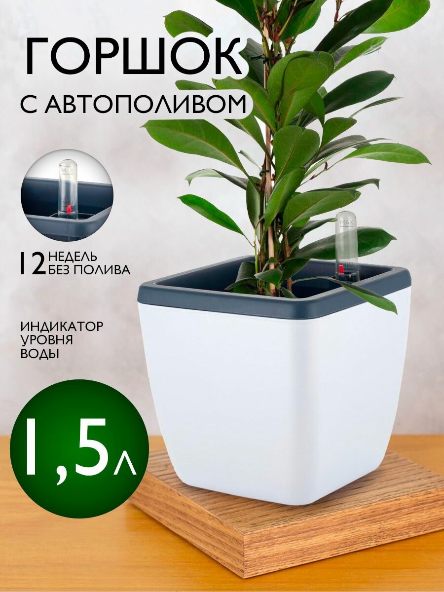 Кашпо для цветов с автополивом 1,5л