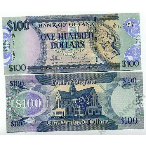 Гайана 100 долларов 2005 год Pick 36 UNC гайана 50 долларов 2016 г