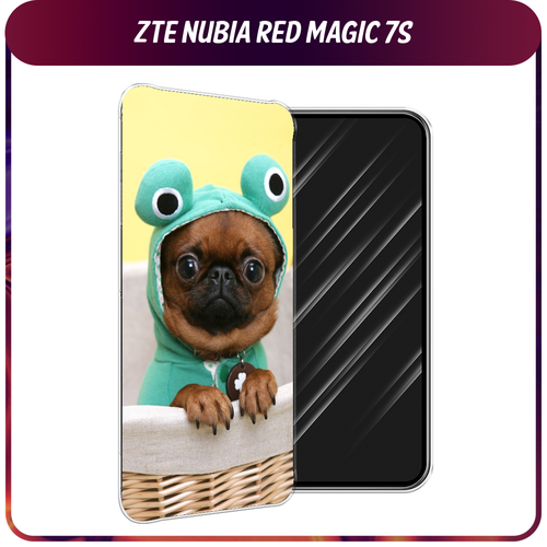 Силиконовый чехол на ZTE Nubia Red Magic 7S / ЗТЕ Нубиа Ред Меджик 7S Собачка в шапке лягушки гидрогелевая противоударная защитная пленка для zte nubia red magic 7s зте нубиа ред меджик 7s