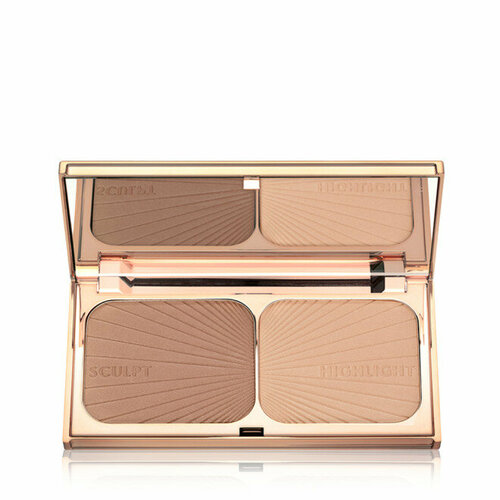 Charlotte Tilbury Палетка для контуринга Filmstar Bronze & Glow, fair to medium ruby rose хайлайтер для лица и глаз glow duo highlighter компактная палетка для контуринга сияющий макияж hb 7522 3