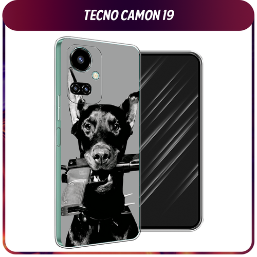 Силиконовый чехол на Tecno Camon 19/19 Pro 4G / Текно Камон 19/19 Про 4G Доберман силиконовый чехол на tecno camon 19 19 pro 4g текно камон 19 19 про 4g котики прозрачный
