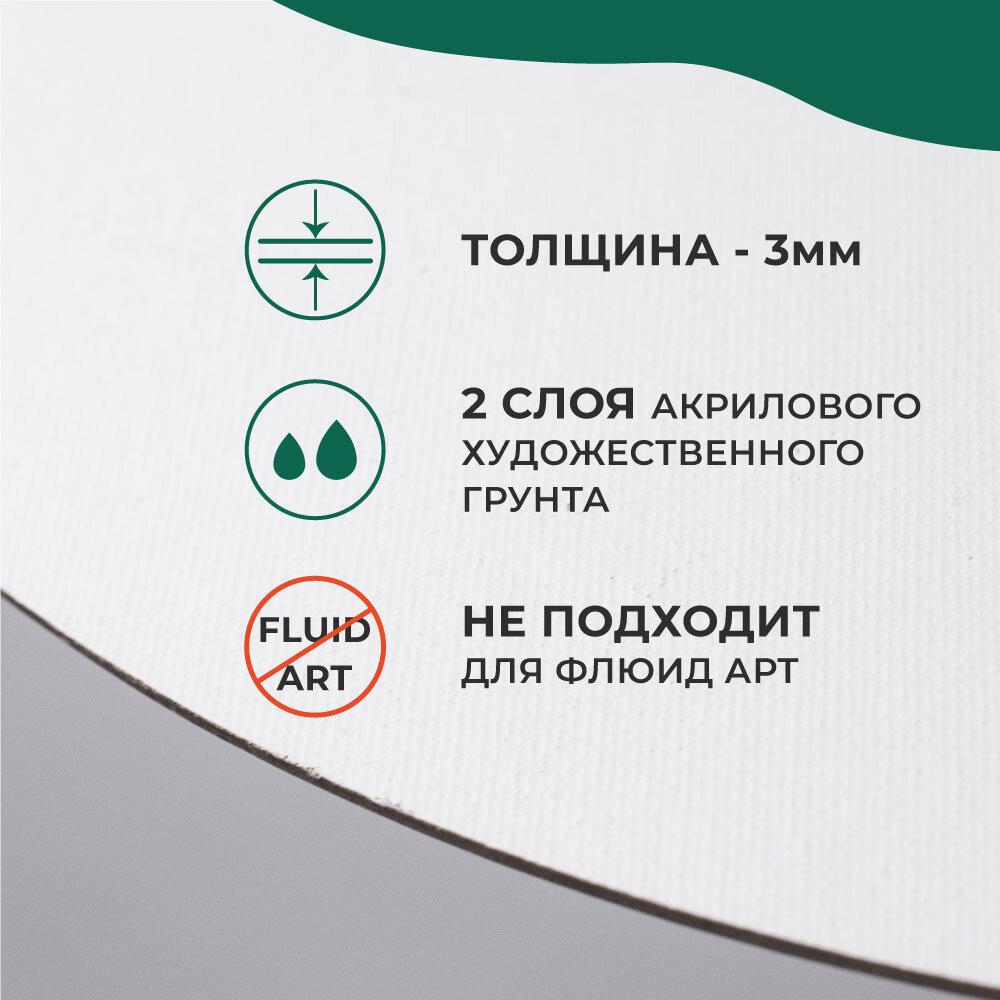 Набор холстов на картоне круглый Малевичъ, холст на картоне грунтованный 24 см, 2 шт — фото 1