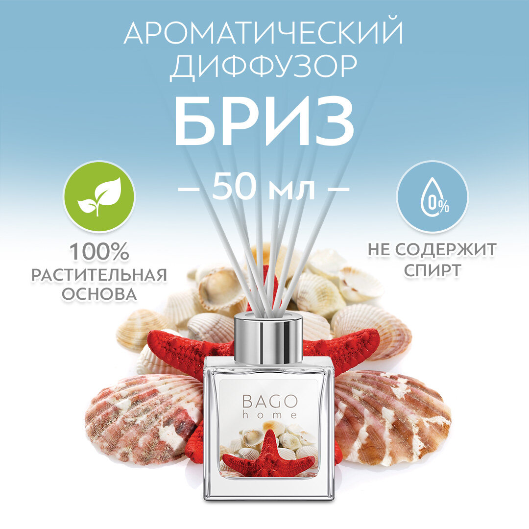 Диффузор для дома BAGO home Бриз 50 мл  без спирта  растительная основа