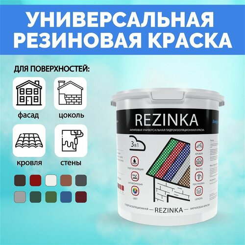 фото Краска резиновая rezinka для фасадов, интерьера, мебели, кровли, цоколей, универсальная, эластичная моющаяся, быстросохнущая, без запаха, матовая elastomeric systems