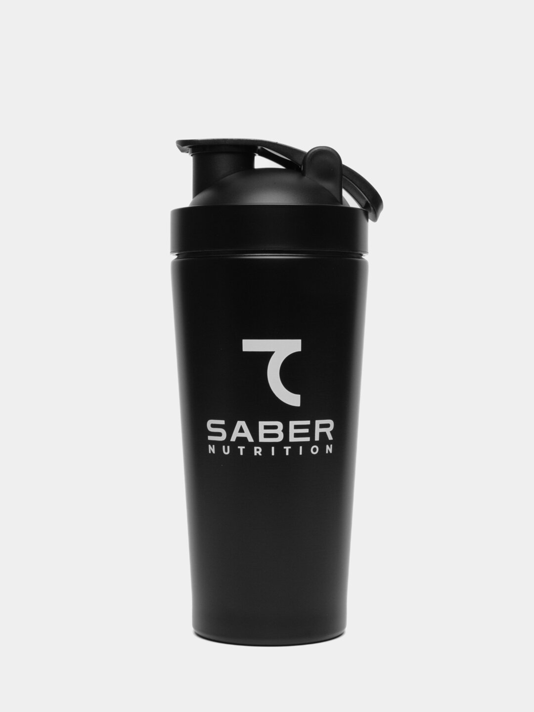Шейкер 7SABER, нержавеющая сталь, 750мл, с защелкивающей крышкой, черный