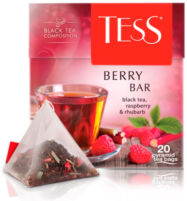 Чай TESS (Тесс) "Berry Bar", черный с ароматом ежевики и черной смородины, 20 пирамидок по 1,8 г, 0785-12 — фото 1