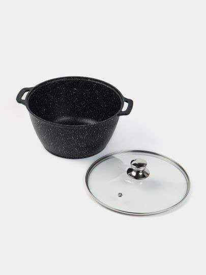 Казан гранитный Lava, 5 литров, с прочной стеклянной крышкой, антипригарное покрытие, подходит для всех типов плит — фото 1