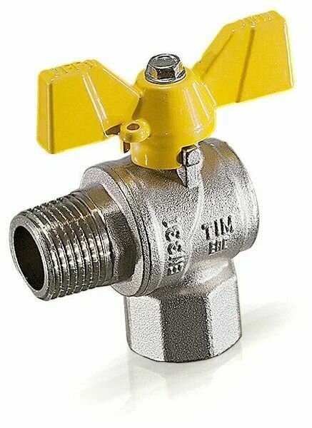 Кран шаровый для газа 1/2" внутренняя /наружняя резьба бабочка TIM DE122L — фото 1