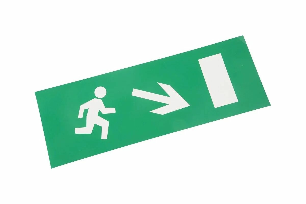 Знак пожарной безопасности. Направление к эвакуационному выходу направо вниз, 150x300мм