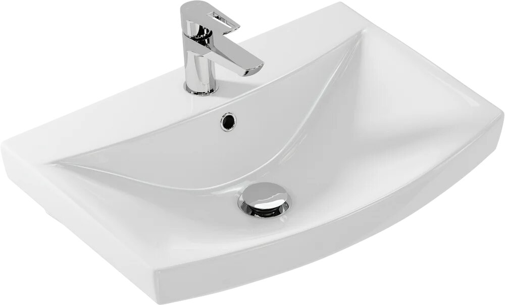 Мебельная раковина Cersanit Carina 61 подвесная фарфоровая раковина для ванной со сливом-переливом белая прямоугольная