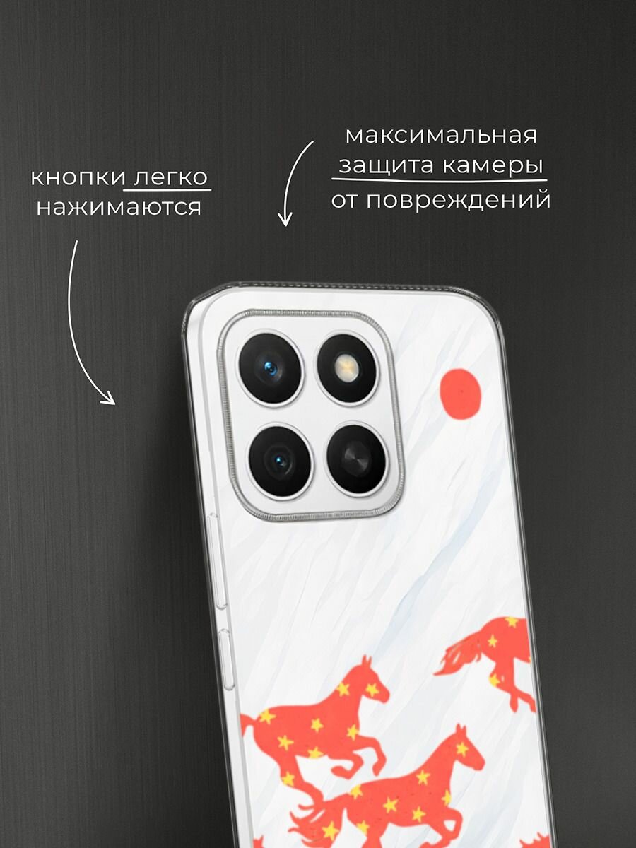 Чехол на Honor X8c / Хонор X8c с принтом "Берущее под луной стадо", прозрачный — фото 1