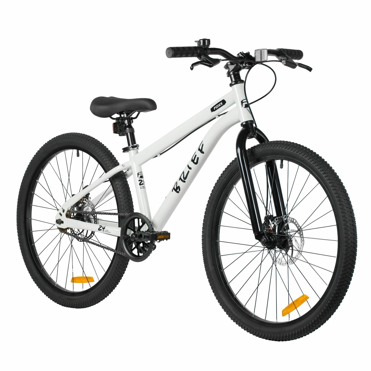 Велосипед FOXX 24" BRIEF серо-голубой, стальная рама, жесткая вилка, 1 скорость, рулевая 1 1/8', дисковый тормоз SPARKLE