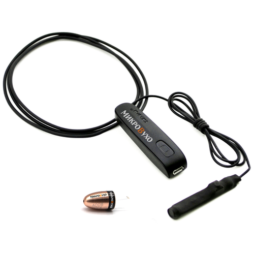 Капсульный микронаушник Premium и гарнитура Bluetooth Basic с выносным микрофоном, кнопкой подачи сигнала, кнопкой ответа и перезвона