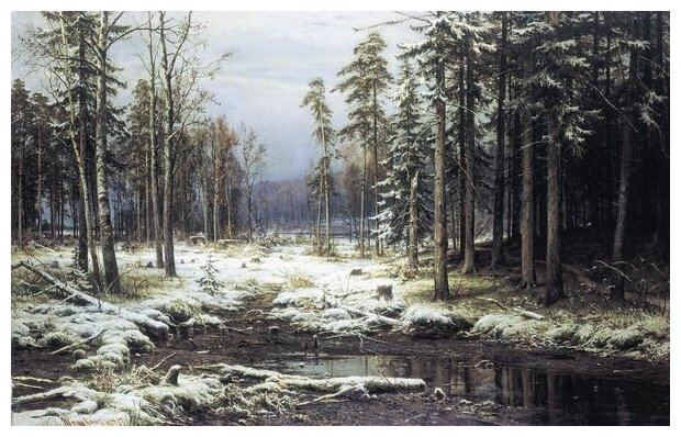 Репродукция на холсте Первый снег (First snow) №3 Шишкин Иван 63см. x 40см.