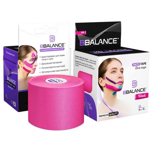фото Кинезио тейп face tape (для лица) 5см*5м шелк, цвет розовый bbalance