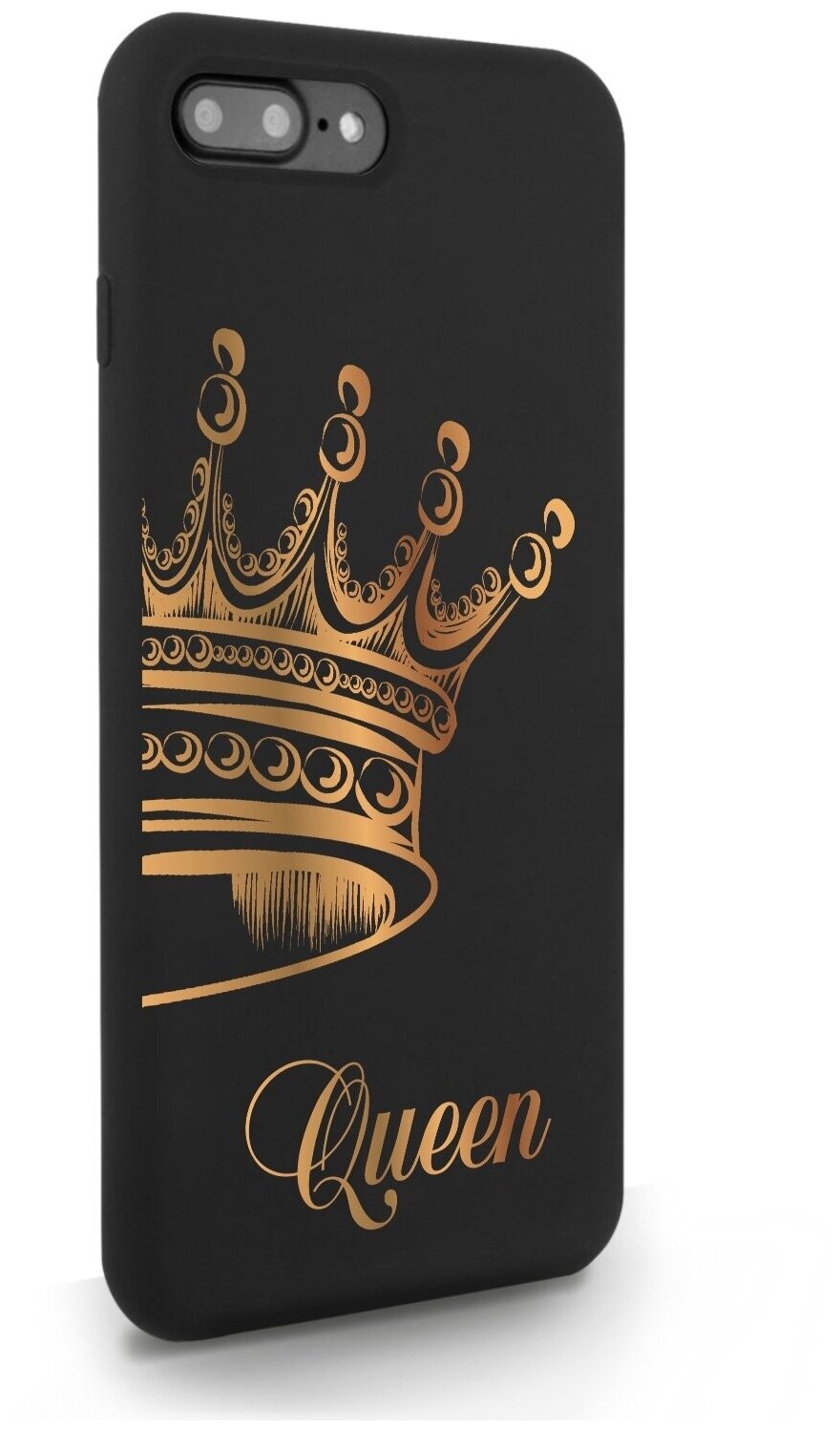 Черный силиконовый чехол MustHaveCase для iPhone 7/8 Plus Парный чехол корона Queen для Айфон 7/8 Плюс