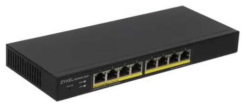 Коммутатор/ Zyxel GS1900-8HP Smart L2 PoE+ Switch , 8xGE PoE+, Desktop, Silent, Budget PoE 70W