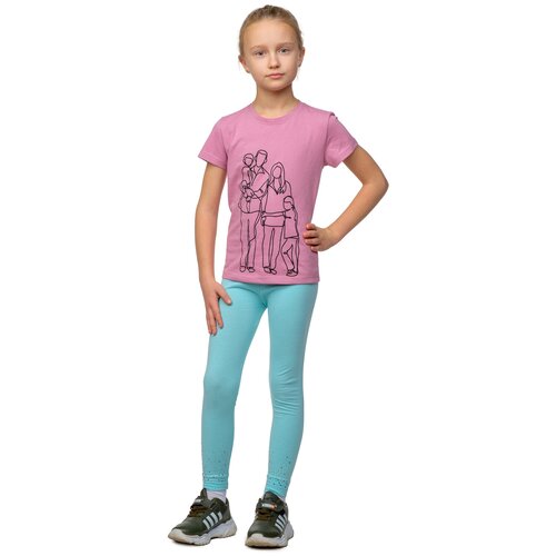 фото Футболка instance розовая пудра (принт семья) 28-30