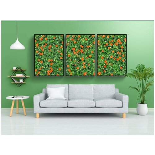 фото Набор модулных постеров для интерьера "гвоздики, цветы, бесшовные" 60x90 см. в тубусе, без рамки lotsprints