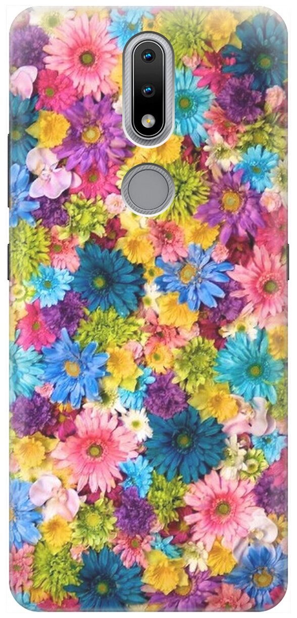 Силиконовый чехол на Nokia 2.4, Нокиа 2.4 с принтом "Поле разноцветных цветов"