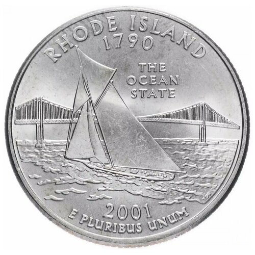 Монета 25 центов Род Айленд. Штаты и территории. США Р 2001 UNC