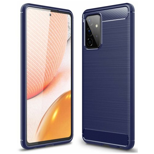 Brodef Carbon Силиконовый чехол для Samsung Galaxy A72 синий