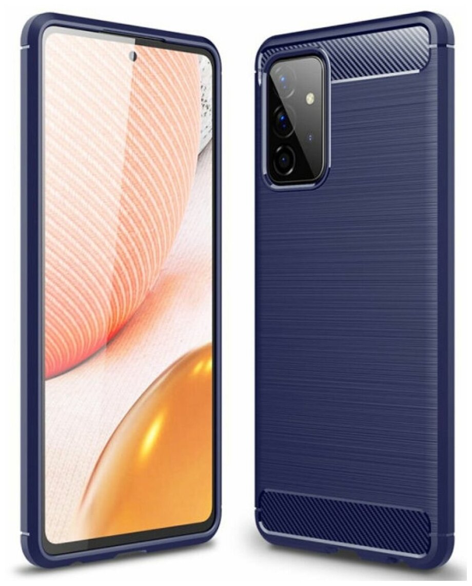 Brodef Carbon Силиконовый чехол для Samsung Galaxy A72 синий