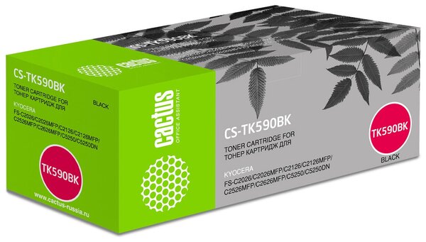 Картридж лазерный Cactus CS-TK590BK TK-590K черный (7000стр.) для Kyocera FS-C2026MFP/C2126MFP/C2526MFP/C2626MFP/C5250DN