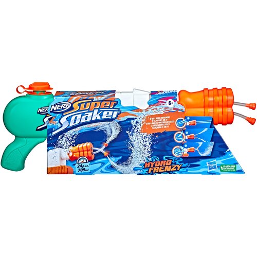 Бластер водный Super Soaker Hydro Frenzy (F3891), голубой/оранжевый бластер hasbro nerf суперсокер фортнайт бёрст f04535l0