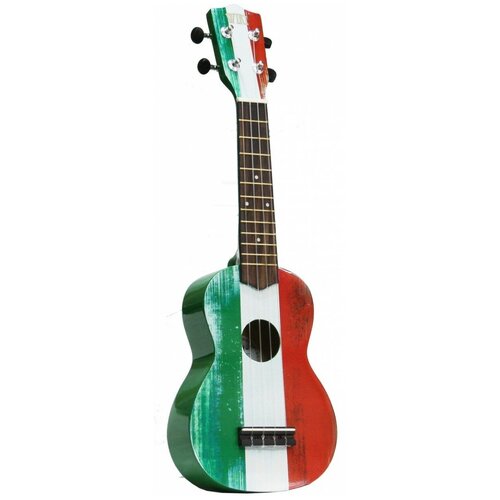 фото Wiki uk/it гитара укулеле сопрано, рисунок "итальянский флаг", чехол в комплекте