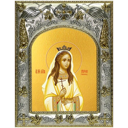 Икона Мария Романова, 14х18 см, в окладе