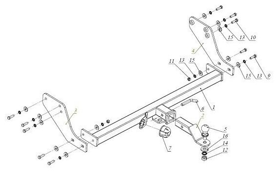 Фаркоп Great Wall Wingle 3,5,7 2008- съемное крепление шара под американский квадрат, BIZON FA0646E (1 шт.)