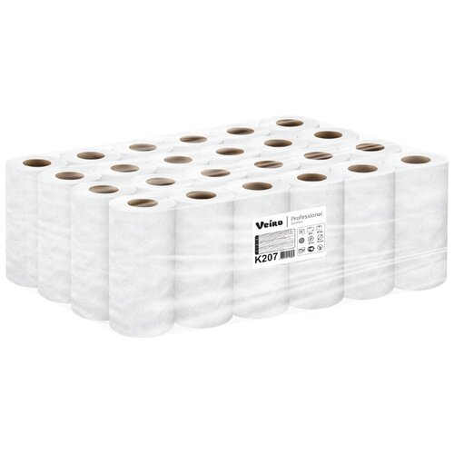 фото K207 бумажные полотенца в малых рулонах veiro professional comfort белые двухслойные (24 рулона по 12,5 метра)