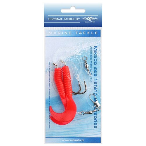 морская оснастка mikado pilk twist jighead rig 5 5 см 6 г 2шт black red арт ls a005 2x6y 04 Морская оснастка Mikado PILK D-TWIST RIG 7.5см, крючок № 6/0 (2шт.) RED, арт. LS-A075-7.5-01