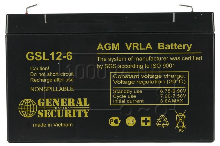 АКБ General Security GSL 12-6 (6 В 12 Ач / 6V 12Ah)