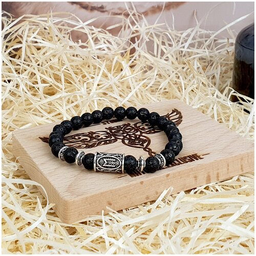 фото Браслет, размер 18 см, размер l, черный valkyria studio