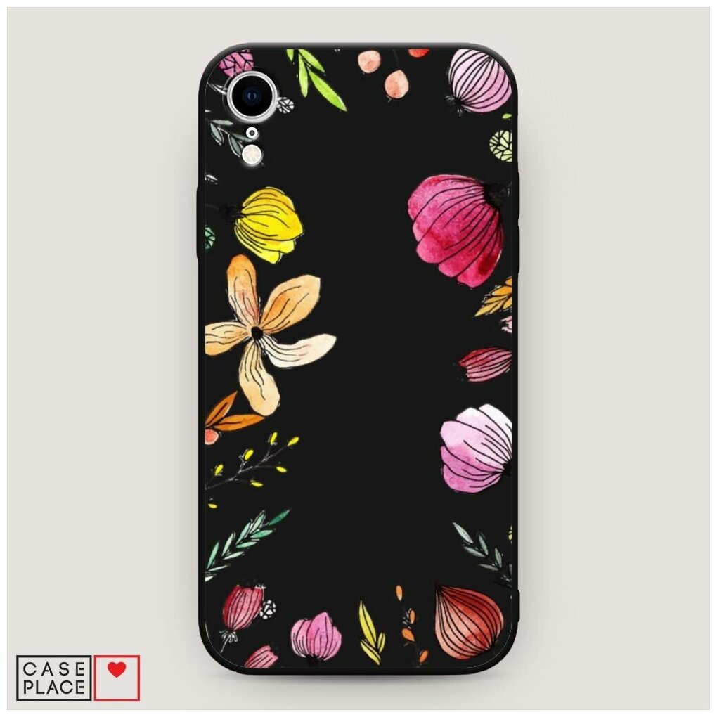 Матовый силиконовый чехол "Цветочная рамка" на Apple iPhone XR (10R) / Айфон Икс Р