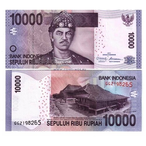 Индонезия 10000 рупий 2010-13 г «султан Махмуд Бадаруддин II» UNC