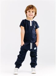 Детский комплект для мальчика Diva Kids: футболка и брюки, 3-10 лет, 98-134 см, с кнопками, темно синий, с карманами/