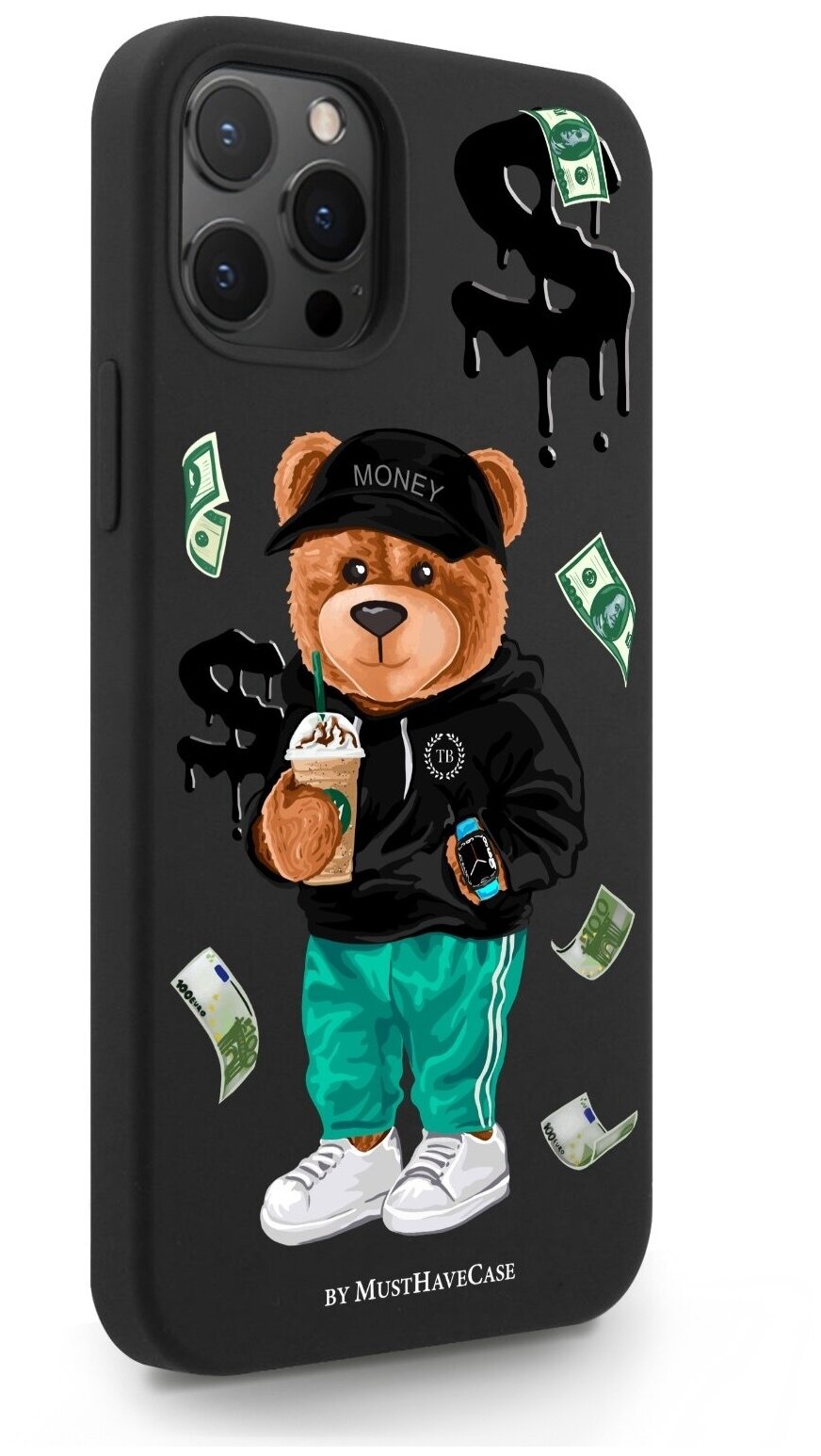 Черный силиконовый чехол MustHaveCase для iPhone 12 Pro Max Tony Bear/ Мишка Тони для Айфон 12 Про Макс