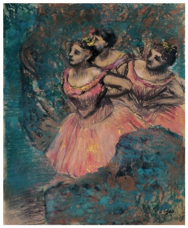 Репродукция на холсте Три танцовщицы в красных платьях (1896) Дега Эдгар 50см. x 61см.