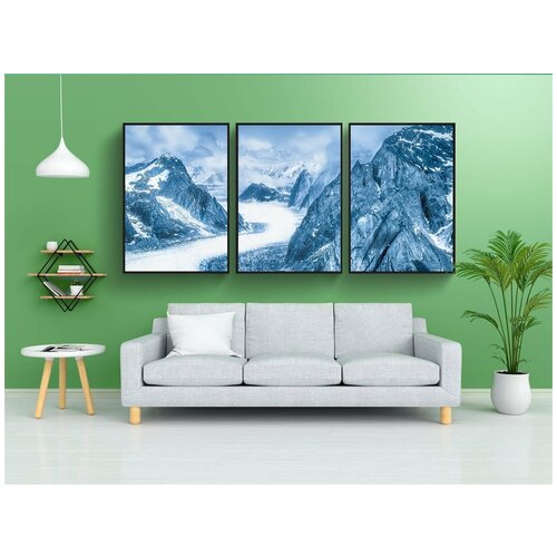 фото Набор модулных постеров для интерьера "горы, снег, зима" 60x90 см. в тубусе, без рамки lotsprints