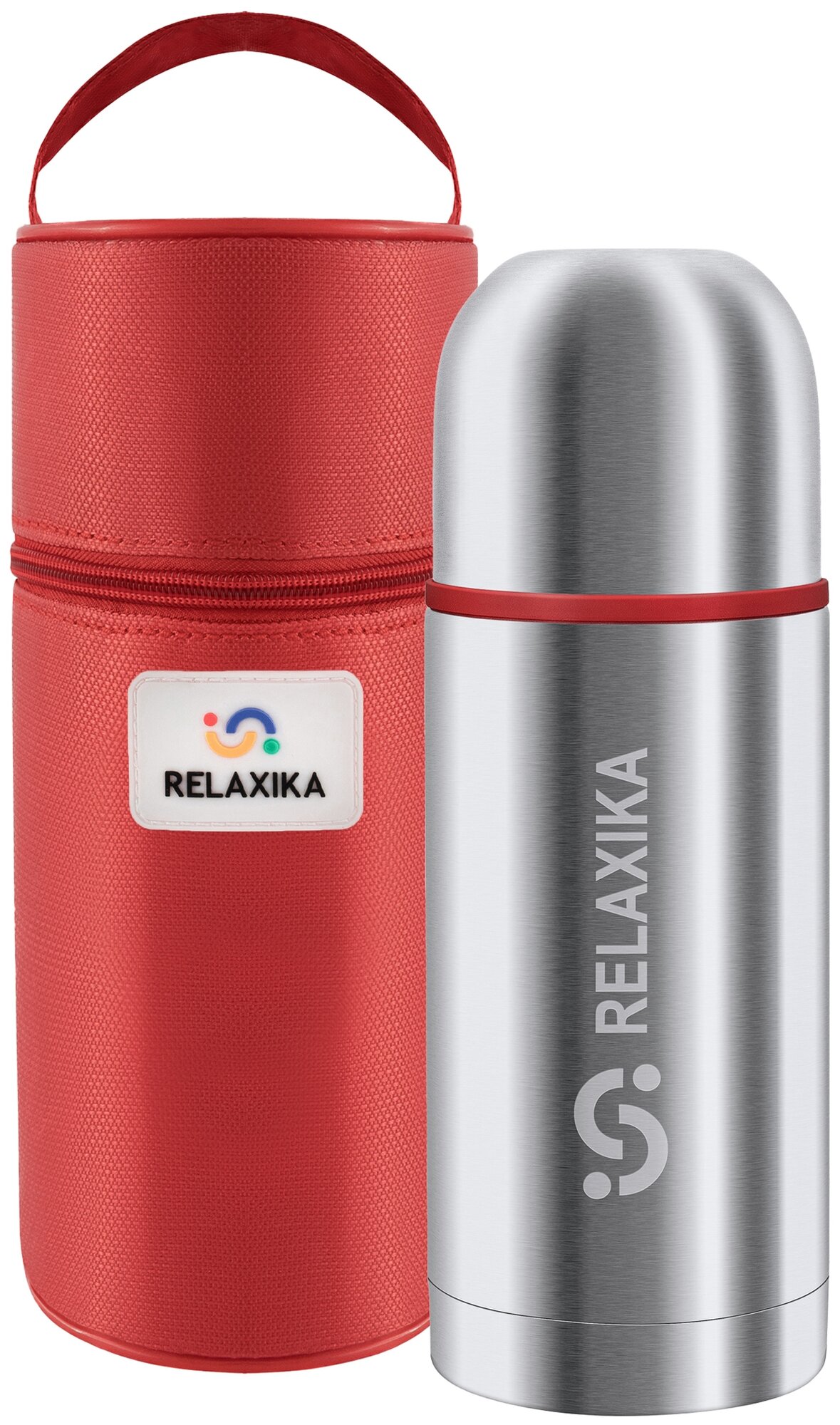Классический термос Relaxika 102 в термочехле, 0.5 л, серебристый