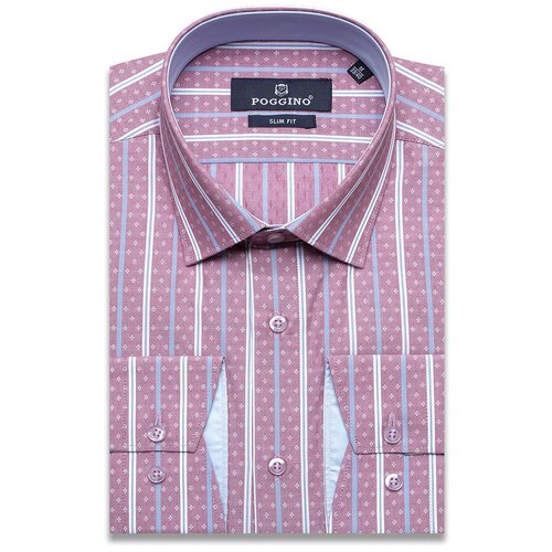 фото Рубашка poggino 5008-26 цвет бледно-бордовый размер 48 ru / m (39-40 cm.)