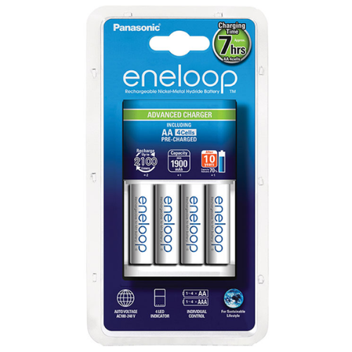 фото З/у для аккумуляторов panasonic eneloop basic charger aa/aaa 4 слота +4aa 1900mah