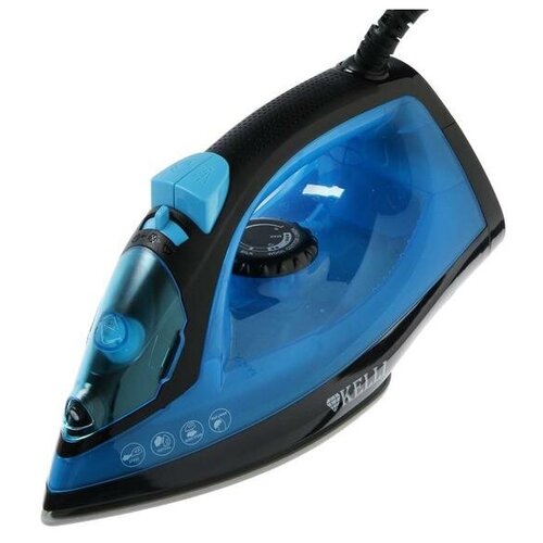 Утюг KELLI KL-1642 2200 Вт керамическая подошва 200 мл паровой удар сине-чёрный 186900₽