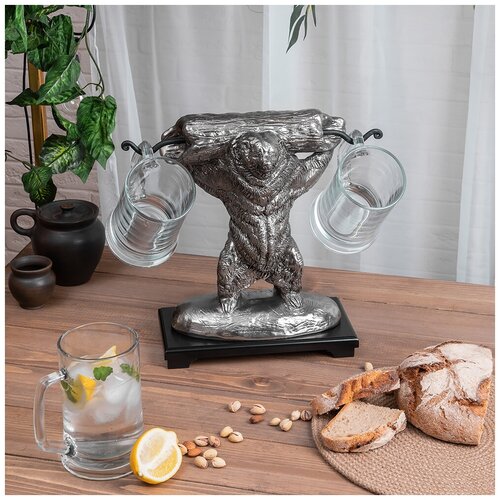 Набор питейных бокалов Bogacho Барлей 5 серебристый 2 штуки ручная работа 10968₽