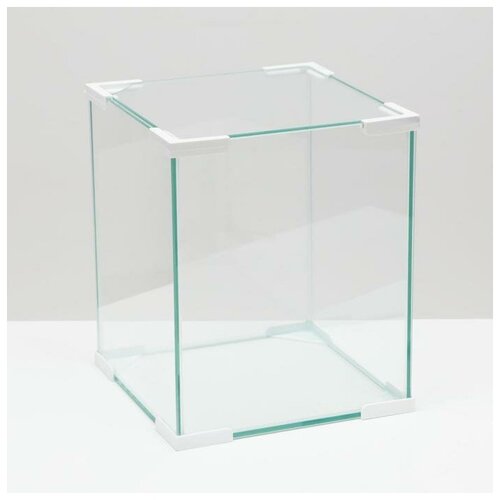 Аквариум Куб белый уголок, покровное стекло, 31л, 30 x 30 x 35 см